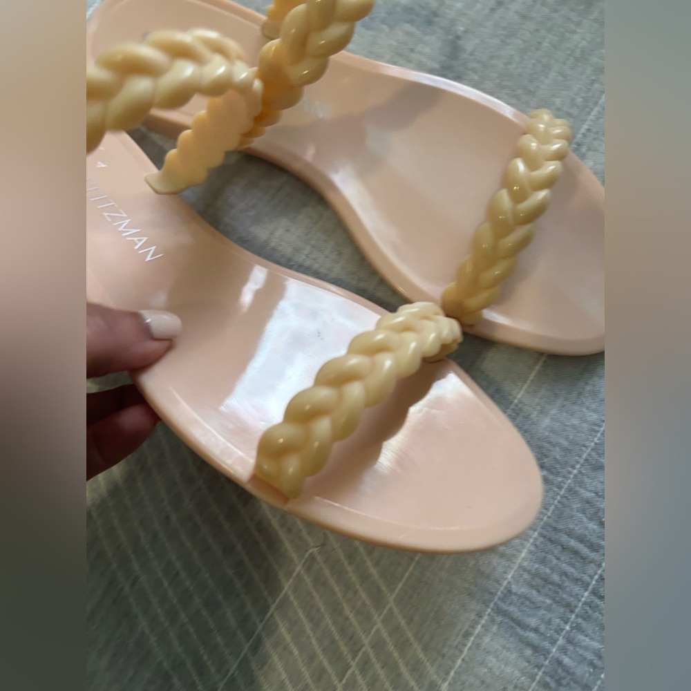 Stuart Weitzman Braida Sawyer Jelly Sandal Slide Poudre Neutral Beige Cream sz 9 - Picture 10 of 13
